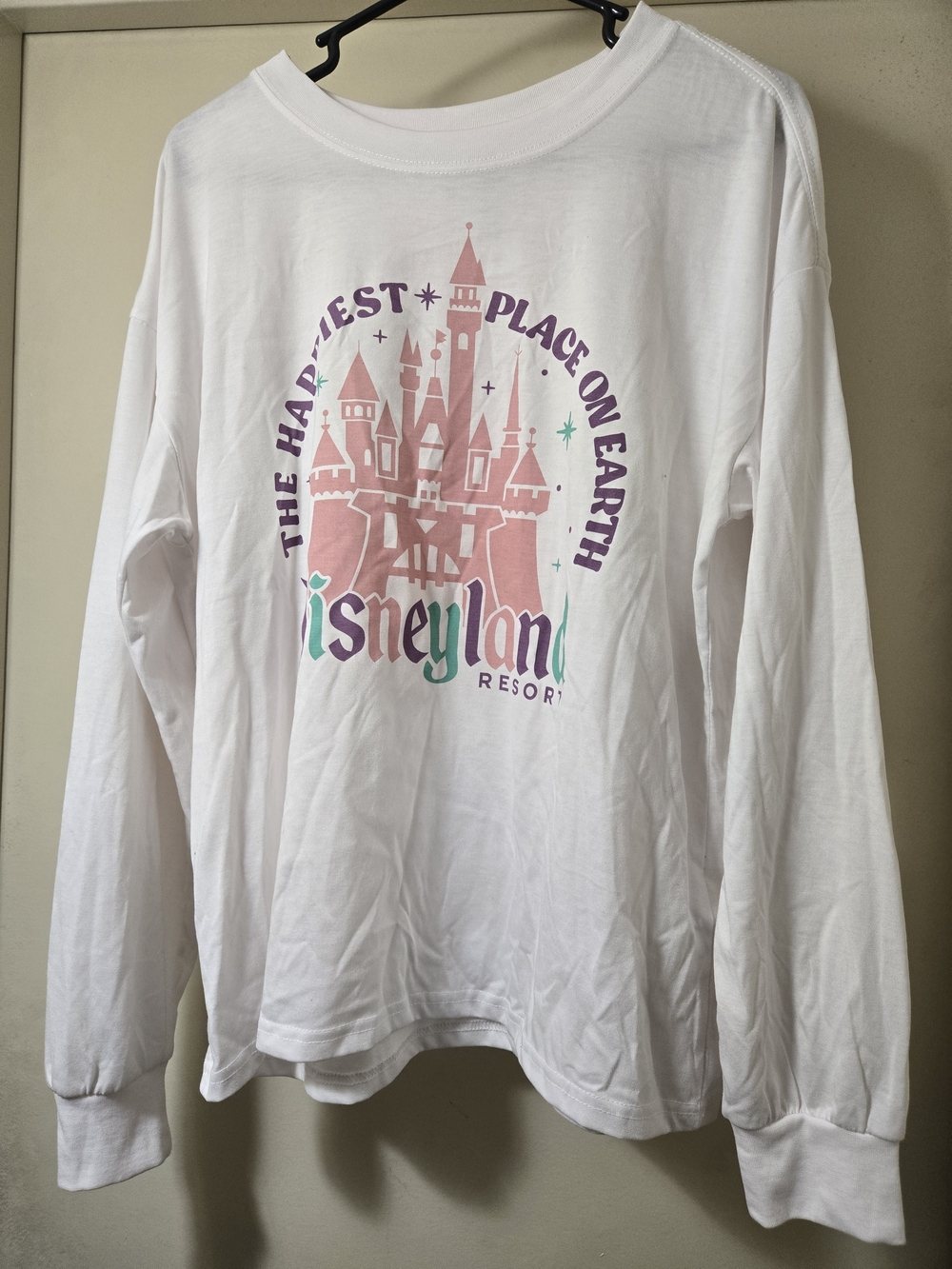 Disney White Long-Sleeve Tee with Pastel Castle Graphic